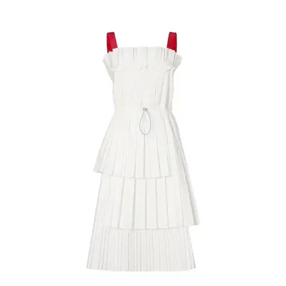 Midi bustier dress with asymmetric panels on the skirt