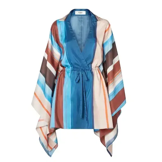 Short kaftan dress with wide kimono sleeves