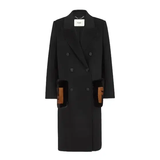 Fendi Midi straight-cut coat with side slits at the hem