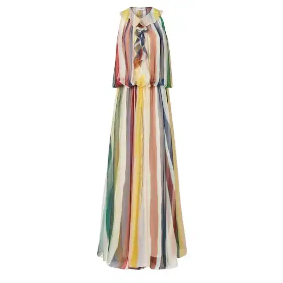Long sleeveless dress with adjustable drawstring at