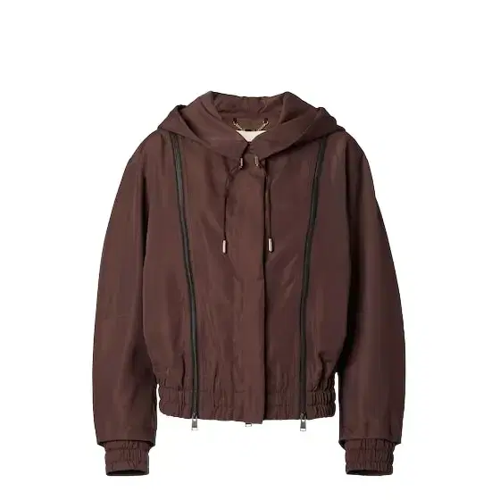 Cropped bomber jacket with high collar and removable