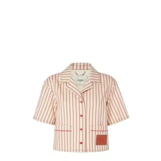 Fendi Short, boxy shirt with bowling collar and short sleeves