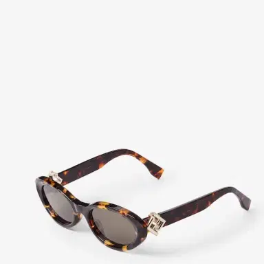 Fendi FF Diamonds oval glasses in Havana acetate | Thumbnail 2