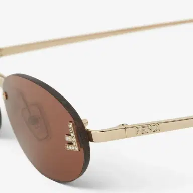Fendi Oval First Crystal glasses with a gold-coloured | Thumbnail 3
