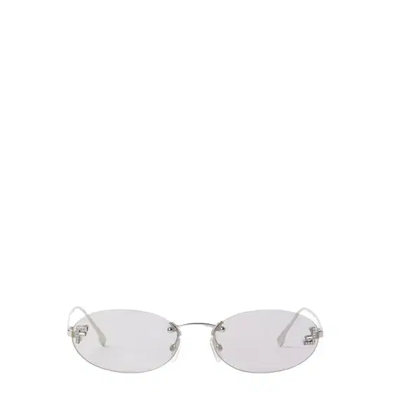 Fendi Oval First Crystal glasses with a palladium-coloured