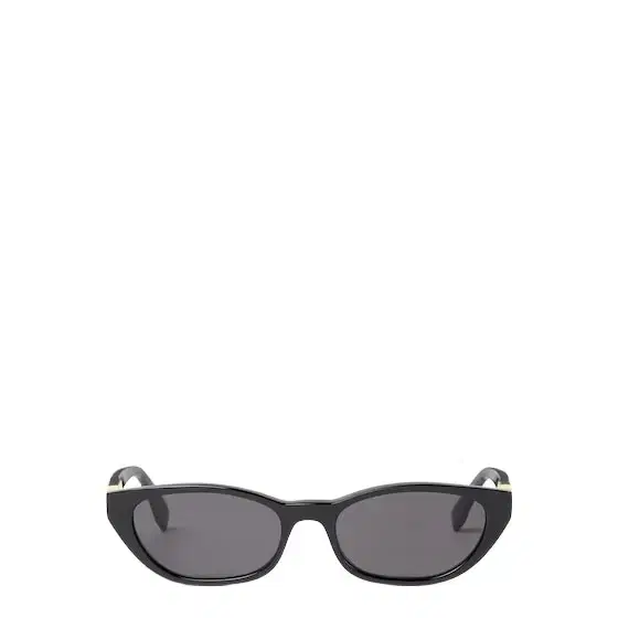 Cat-eye Baguette glasses in black acetate, decorated on