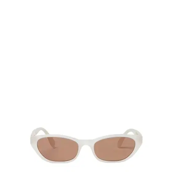 Cat-eye Baguette glasses in translucent creamy white