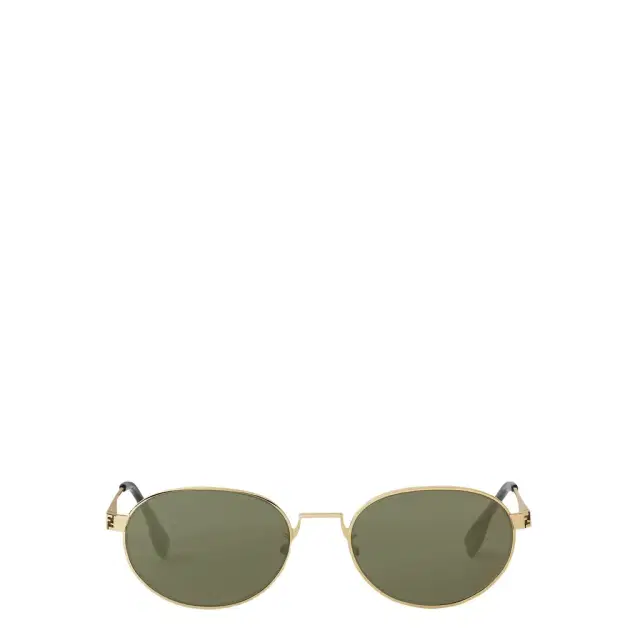 Metal oval sunglasses with a golden finish
