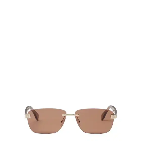 Rectangular rimless sunglasses, distinguished by hinges