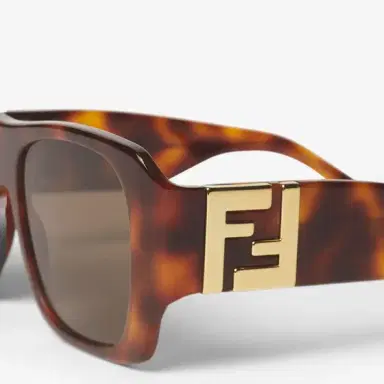 Fendi Large, square Forever glasses in Havana acetate | Thumbnail 3