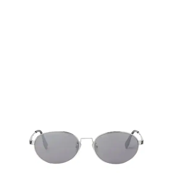 Metal oval sunglasses with a palladium finish