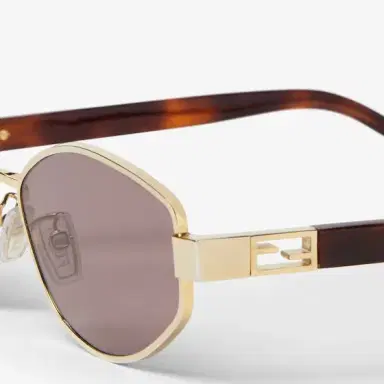 Fendi Oval Baguette glasses in gold-finish metal, decorated | Thumbnail 3 Fendi Oval Baguette glasses in gold-finish metal, decorated | Thumbnail 3