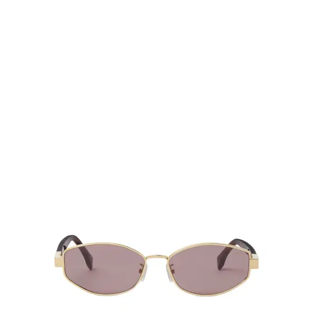 Oval Baguette glasses in gold-finish metal, decorated