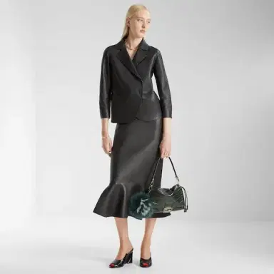 Fendi Short double-breasted jacket with lapel collar and 3/4 | Thumbnail 4