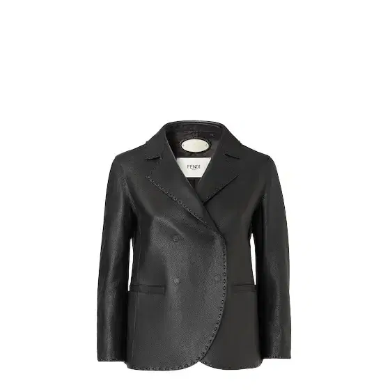 Short double-breasted jacket with lapel collar and 3/4