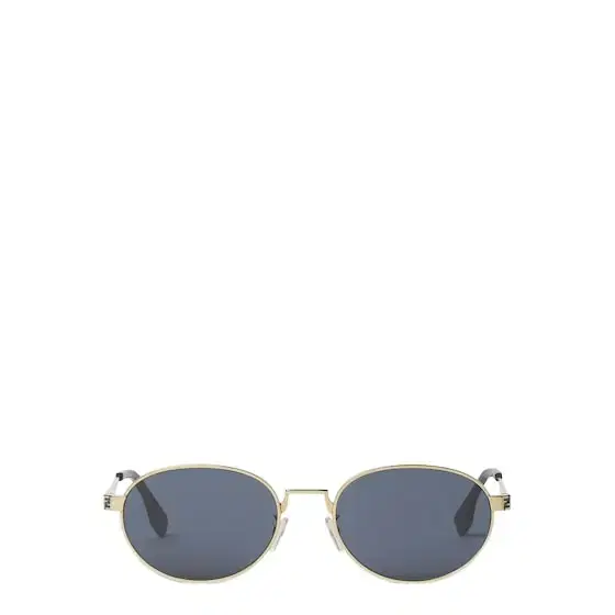 Metal oval sunglasses with a golden finish