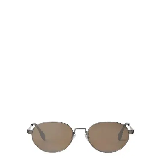 Metal oval sunglasses with a ruthenium finish