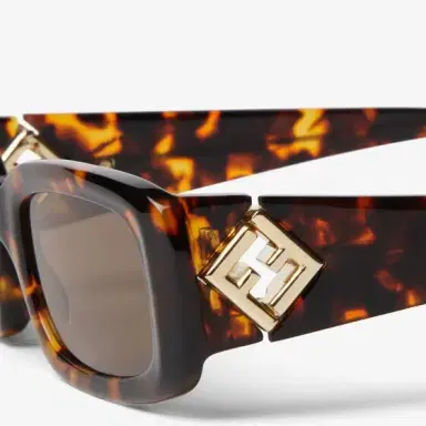 Fendi Rectangular FF Diamonds glasses in dark Havana acetate | Thumbnail 3
