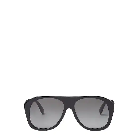 Aviator-style Baguette glasses in black acetate, decorated