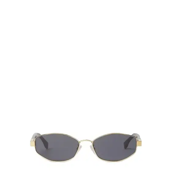 Oval Baguette glasses in gold-finish metal, decorated