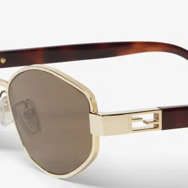 Fendi Oval Baguette glasses in gold-finish metal, decorated | Thumbnail 3 Fendi Oval Baguette glasses in gold-finish metal, decorated | Thumbnail 3