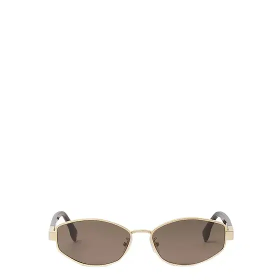 Oval Baguette glasses in gold-finish metal, decorated