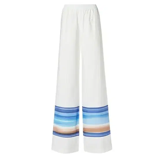 Long trousers with an elastic waist