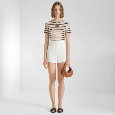 Fendi Cropped slim-fitting top with crew neck and short sleeves | Thumbnail 4