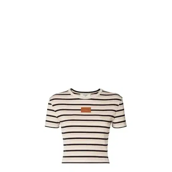Cropped slim-fitting top with crew neck and short sleeves