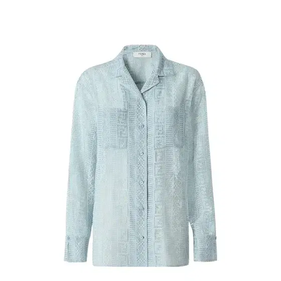 Fendi Long-sleeved shirt with bowling collar and patch pockets