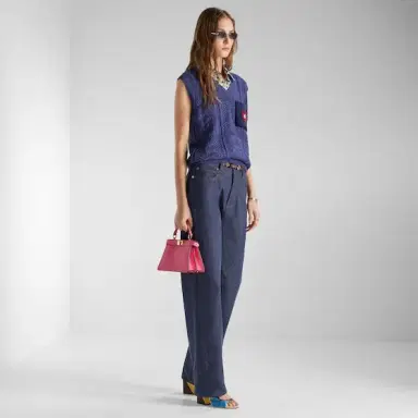 Fendi Sleeveless crop top with shirt collar and side slits | Thumbnail 4