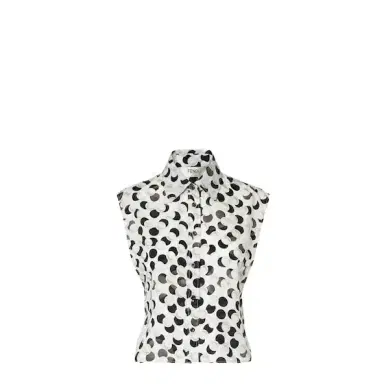 Fendi Sleeveless crop top with shirt collar and side slits | Thumbnail 1