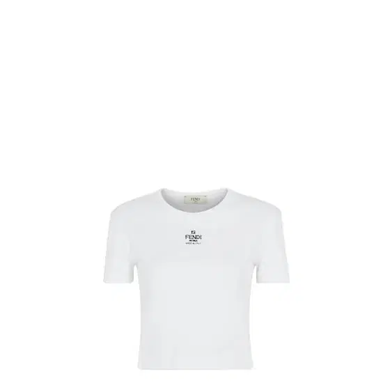 Cropped slim-fitting top with crew neck and short sleeves