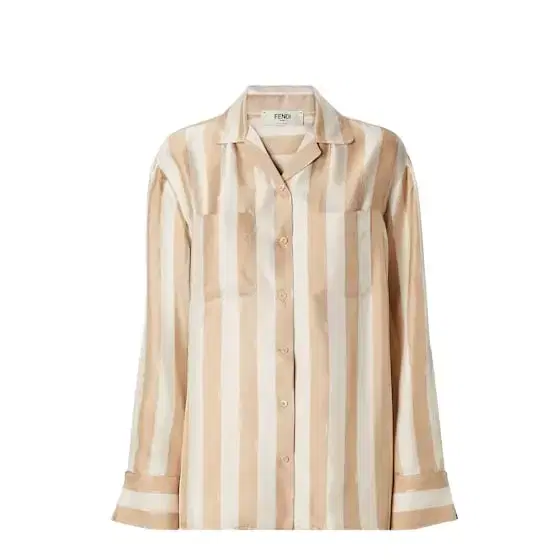 Fendi Long-sleeved shirt with bowling collar and patch pockets