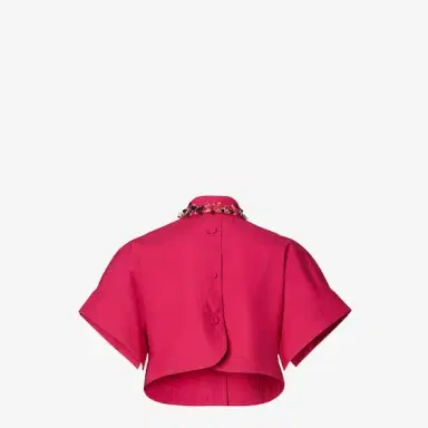 Fendi Cropped shirt with short cocoon sleeves and left-side patch | Thumbnail 2