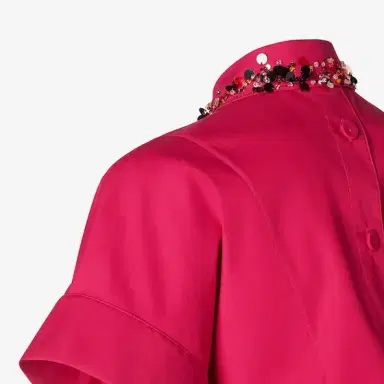 Fendi Cropped shirt with short cocoon sleeves and left-side patch | Thumbnail 3