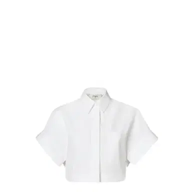 Fendi Cropped shirt with short cocoon sleeves and left-side patch | Thumbnail 1