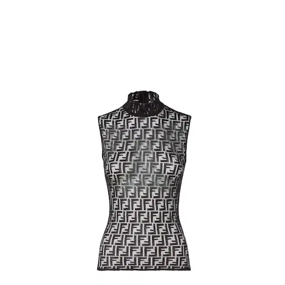 Sleeveless top with high collar Sleeveless top with high collar