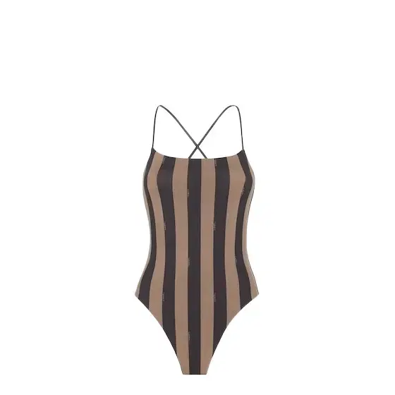 Reversible one-piece swimsuit with a straight neckline