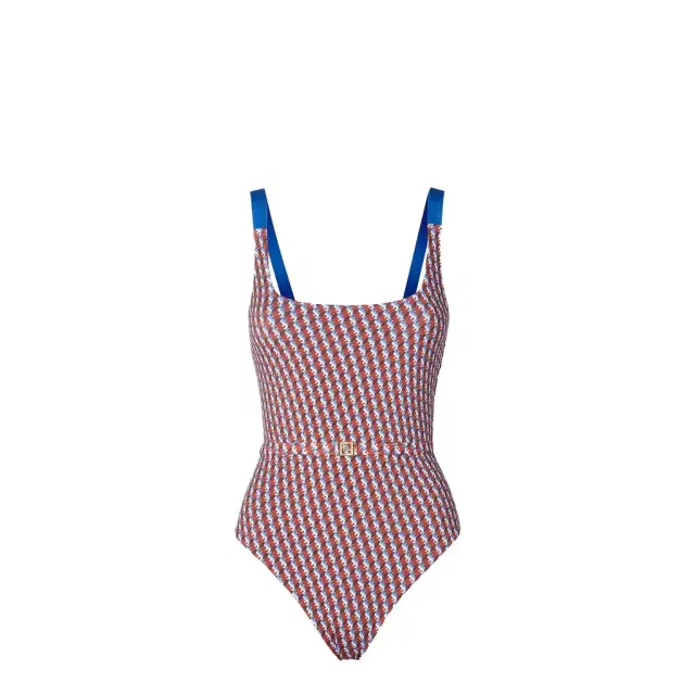 Fendi One-piece swimsuit with square neckline and matching belt