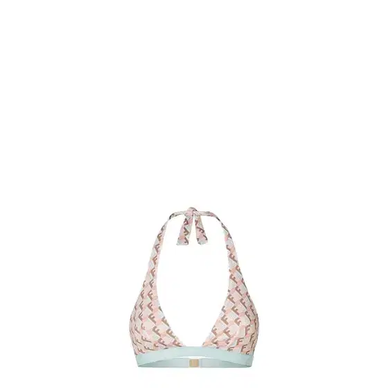 Triangle bikini top with self-ties behind the neck and hook