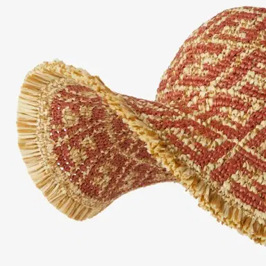Fendi Wide-brimmed hat in natural raffia with fringed edge made | Thumbnail 2