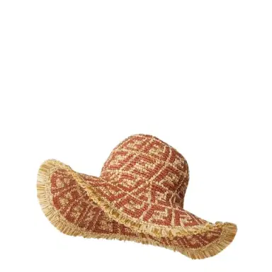 Fendi Wide-brimmed hat in natural raffia with fringed edge made | Thumbnail 1