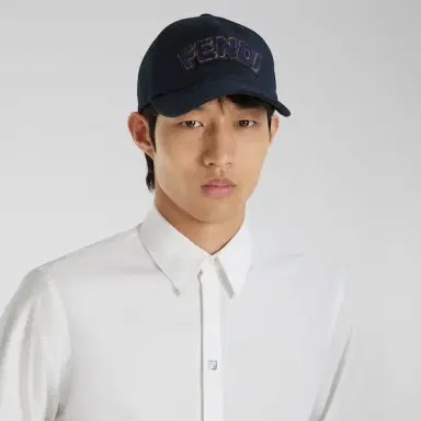 Fendi Baseball cap with semi-stiff peak made entirely of blue | Thumbnail 3