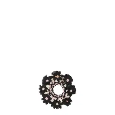 Fendi Black crocheted cotton hair elastic with contrasting pink | Thumbnail 1