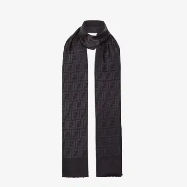 Fendi Large rectangular stole made of black organic silk | Thumbnail 2 Fendi Large rectangular stole made of black organic silk | Thumbnail 2
