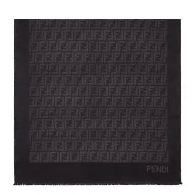Fendi Large rectangular stole made of black organic silk | Thumbnail 1 Fendi Large rectangular stole made of black organic silk | Thumbnail 1