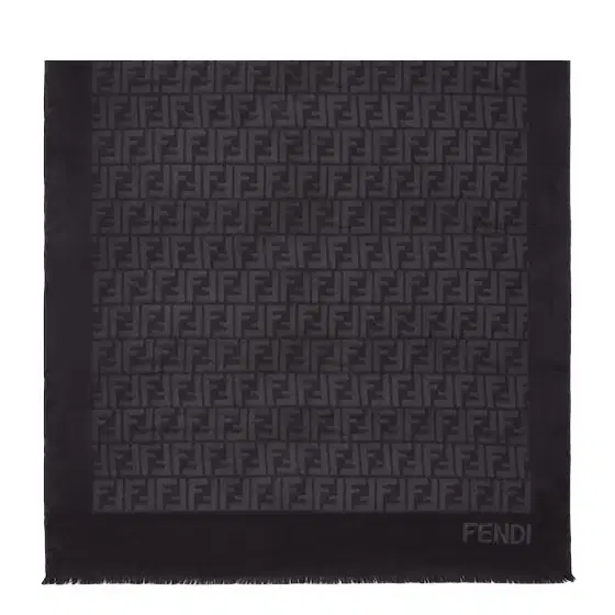 Fendi Large rectangular stole made of black organic silk