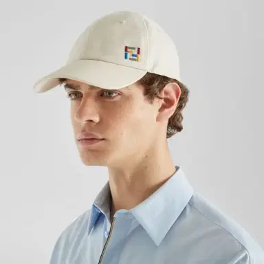 Fendi White cotton and linen baseball cap with semi-stiff peak | Thumbnail 3