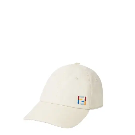 White cotton and linen baseball cap with semi-stiff peak